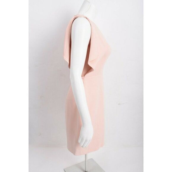 Genny Womens Pink Mini Sheath Dress Size 0 Cape Style Blush Nude V-Neck - Picture 6 of 8